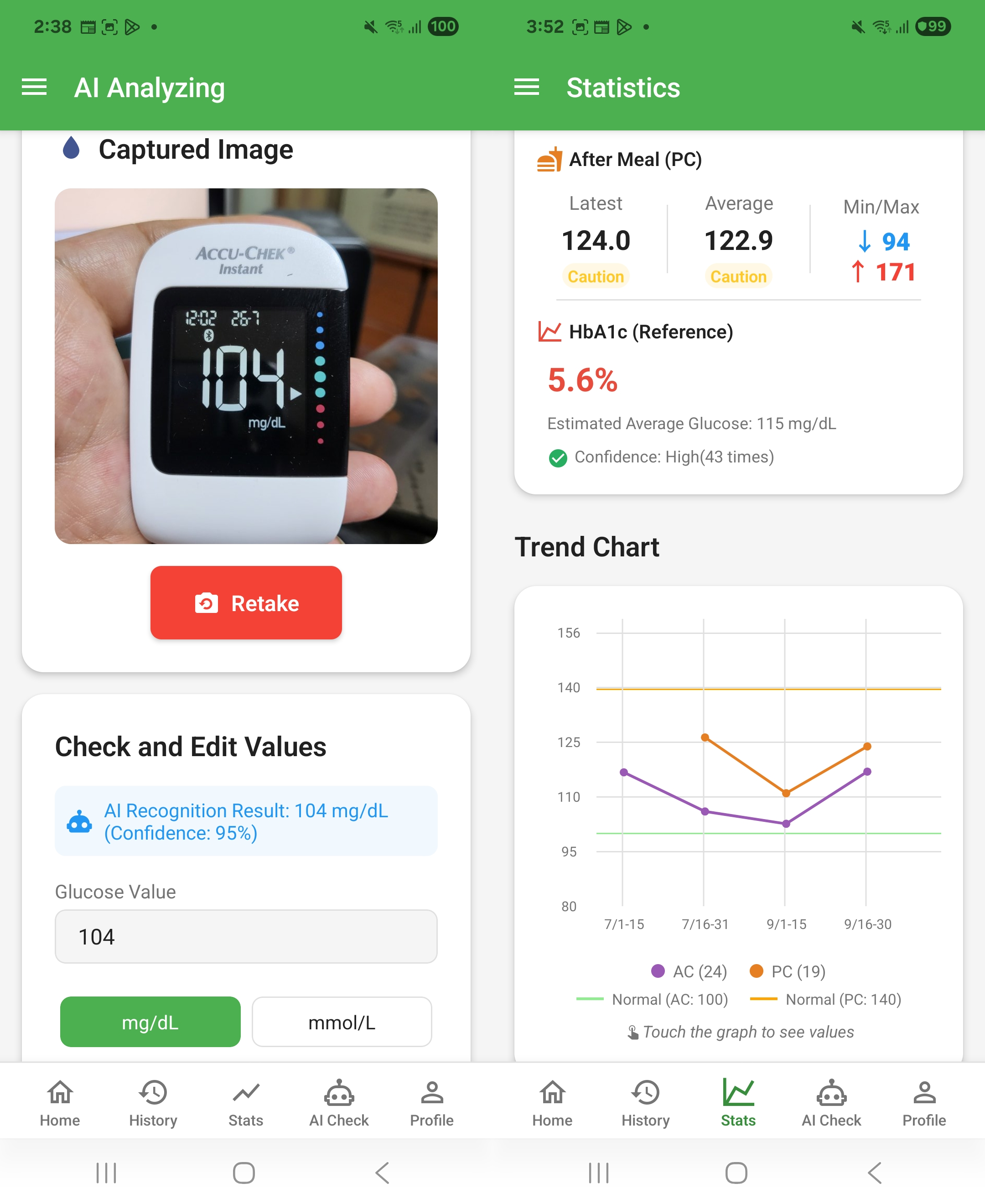 Medical Check service screen